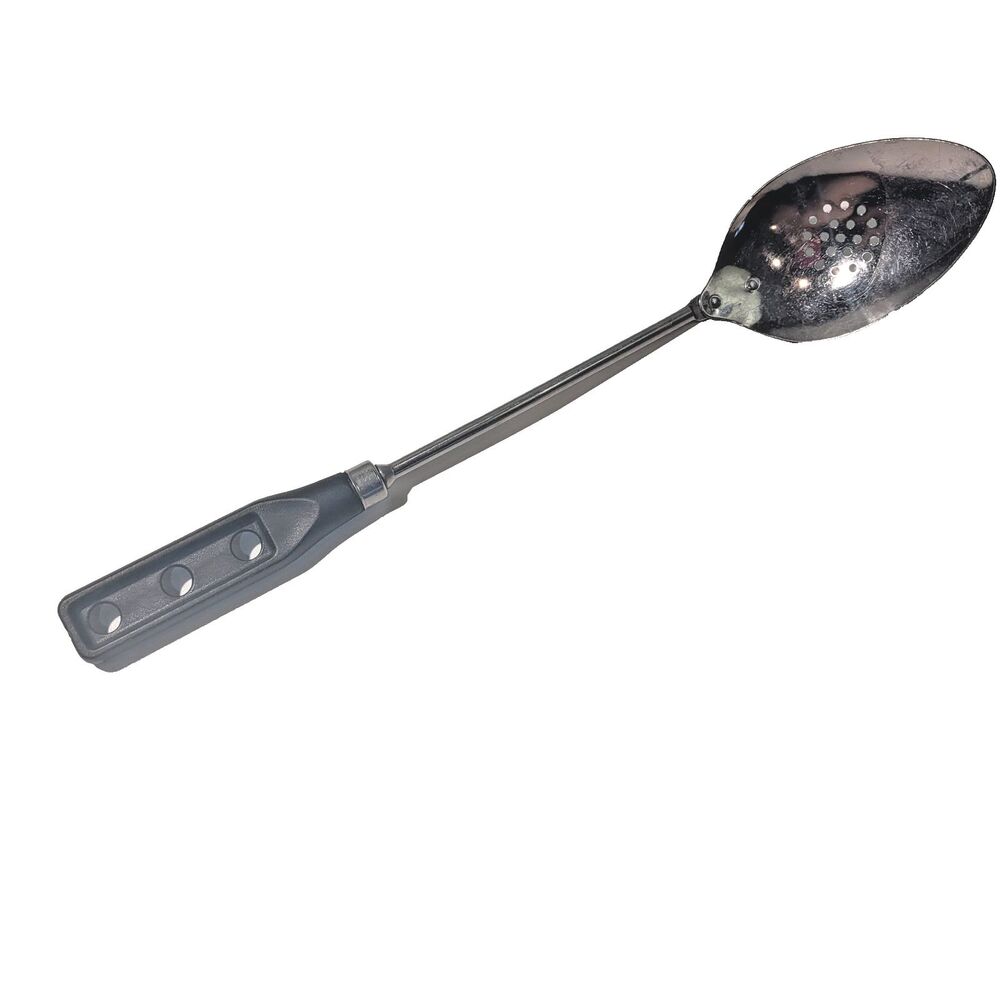 Vintage Pedrini Italy Serving Strainer Spoon Utensil Inox/ Black Handle